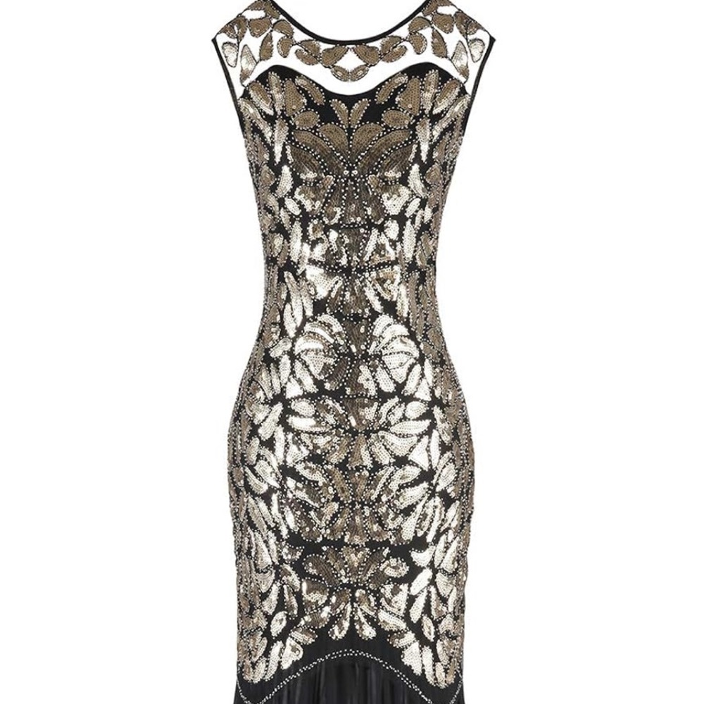 FAIRY COUPLE Women`s 1920s Plus Size Gatsby V Neck